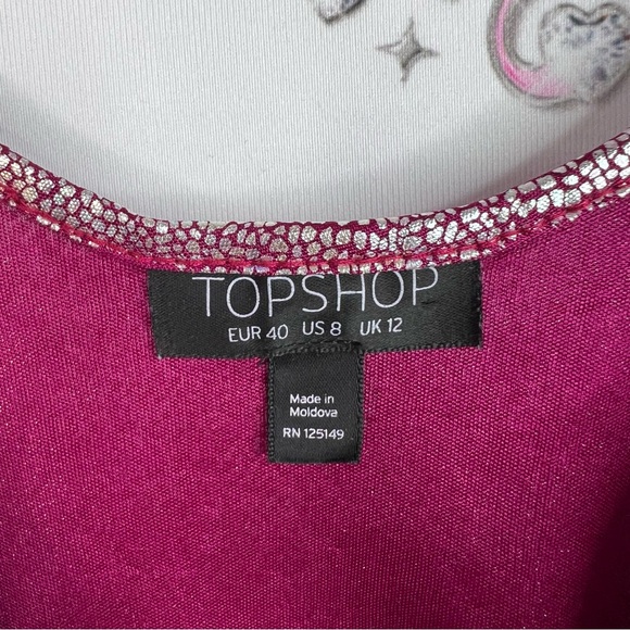 Topshop bodysuit holographic sparkly shimmer red Iridescent Purple Chemise - Picture 6 of 7